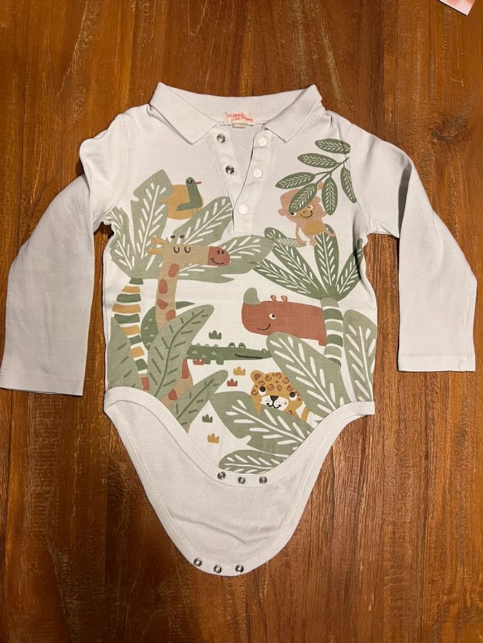 Body manches longues type polo DPAM T36 mois