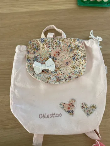 Sac d’école liberty épais personnalisé au prénom de Célestine