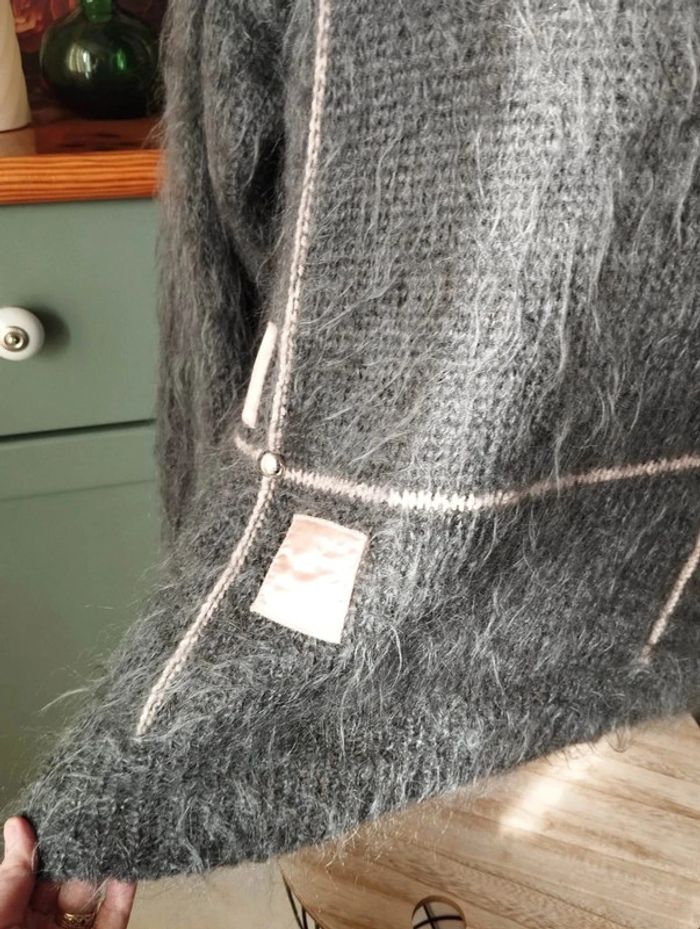 🌹Pull Gris & Crème Mohair & Laine Collection Vintage Lucy Lockett T44/48🌹 - photo numéro 6