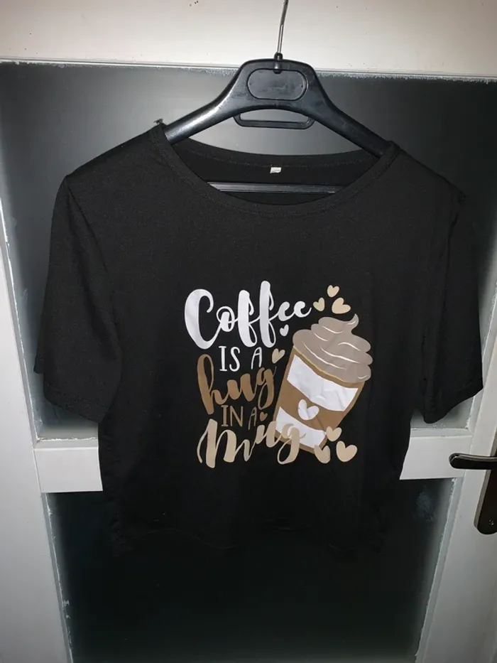 T-shirt femme noir taille m imprimé Coffee Mug câlin tendance