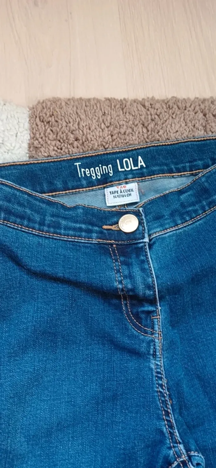 Lot 2 jeans: 1 skinny et 1 tregging fille taille 14 ans tape à l'œil - photo numéro 5
