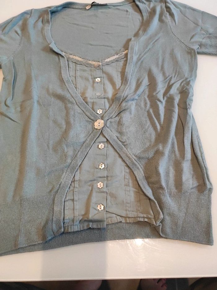 Tee shirt avec gilet incorporé manches courtes - photo numéro 2