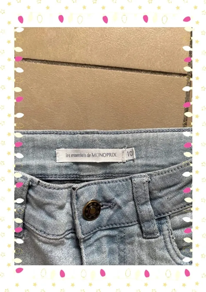 Pantalon slim enfant fille aspect délavé taille 10 ans les essentiels de Monoprix - photo numéro 3