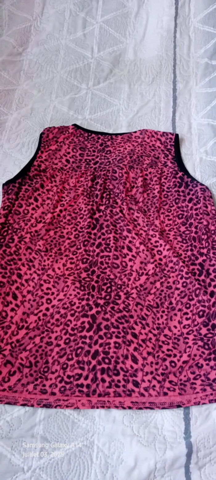Tunique débardeur longue motif léopard avec broderies fuschia et noir femme XXL - photo numéro 18