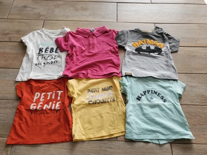 Lot 6 t shirts manches courtes 9 mois