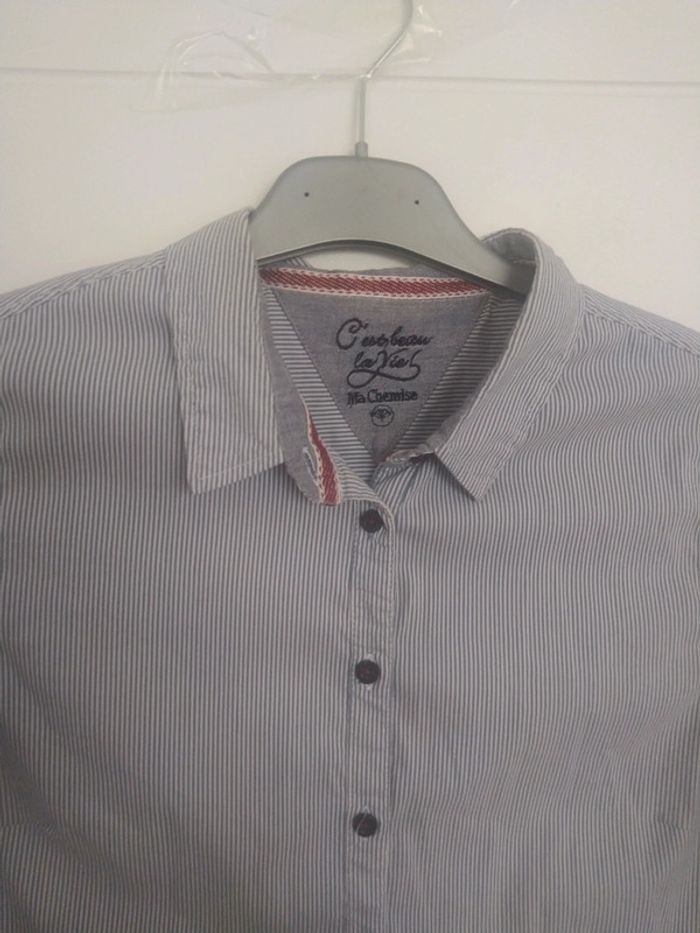 Chemise tailleur gris foncé rayée - photo numéro 3