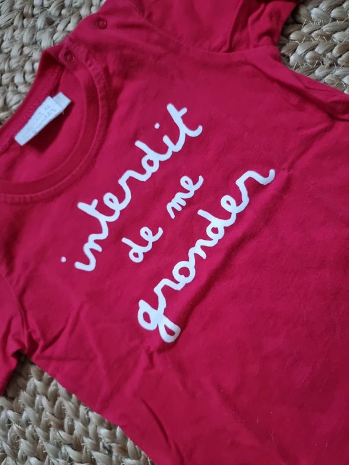 Tee-shirt interdit de me gronder 18 mois - photo numéro 4