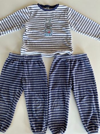 Pyjama rayé marin 1 haut + 2 bas 4 ans 
