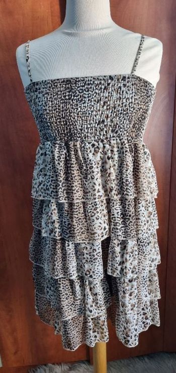 Robe léopard 5 volants à bretelles taille unique