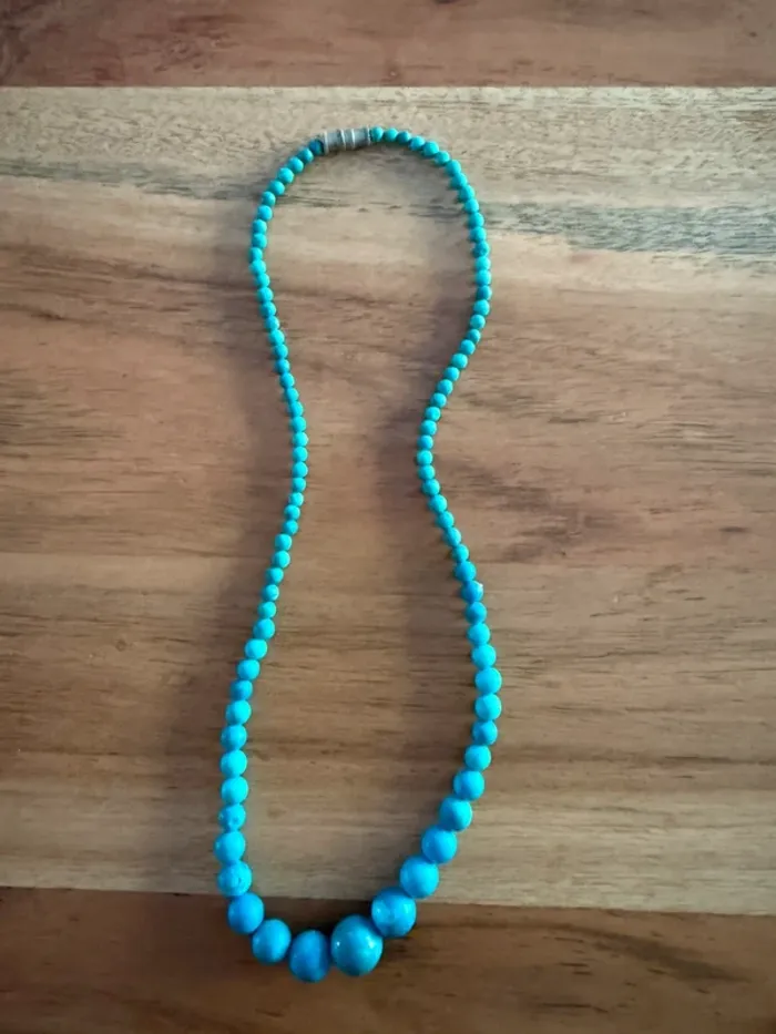 Collier vintage perles bleues - photo numéro 2