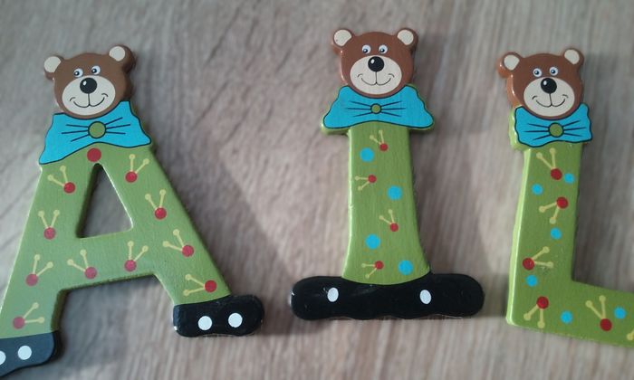 8 lettres adhésives en bois thème ourson - photo numéro 3