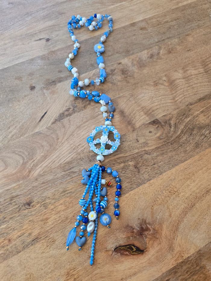 Collier Peace Bleu