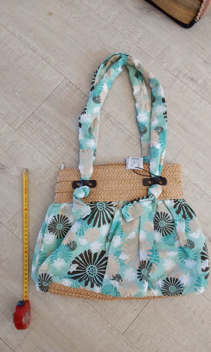Sac bohème paille turquois Neuf avec Étiquette - photo numéro 11