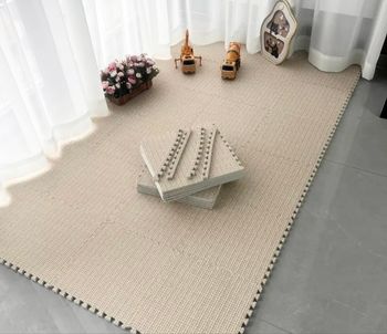 Lot de 24 tapis Puzzle - décoration lin  beige 180.01 * 120 * 0.6 cm