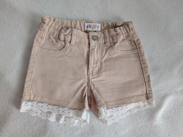 Short denim beige à dentelle - 92 - H&M