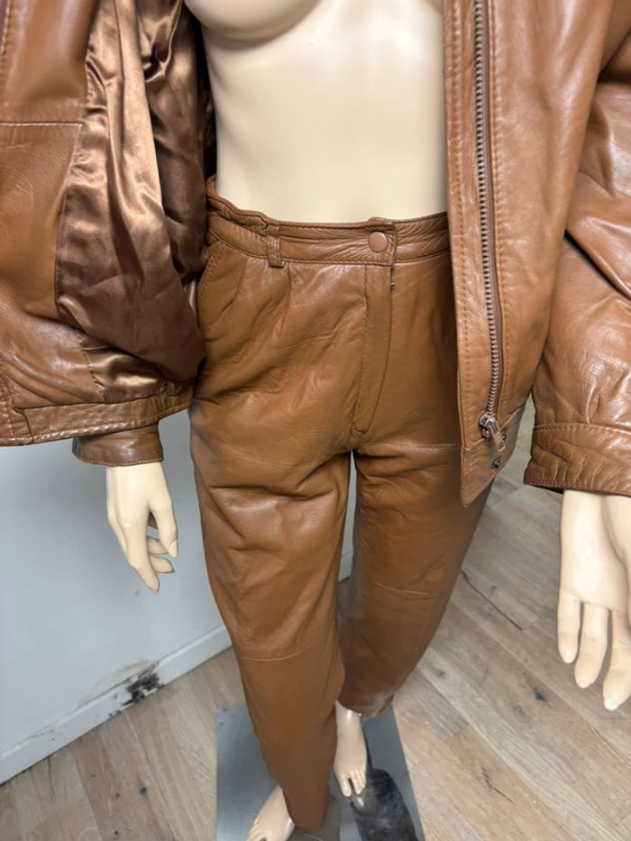 Ensemble veste et pantalon cuir véritable vintage damilou - photo numéro 7