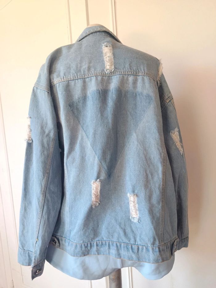 🩵veste en jean taille unique s m l oversize tendance boutique belcci - photo numéro 3
