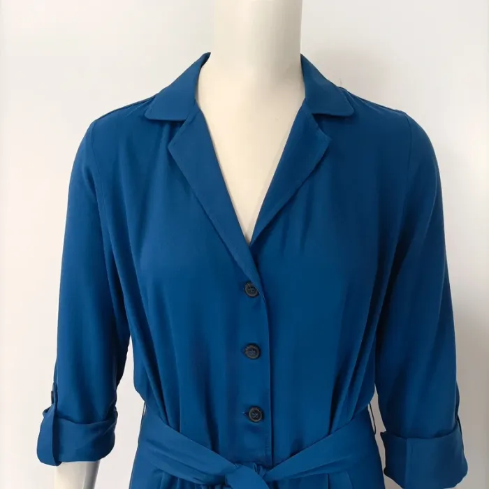 Combinaison bleu boutonnée Comptoir des cotonniers Col chemise combinaison été pantalon fluide A189 - photo numéro 11