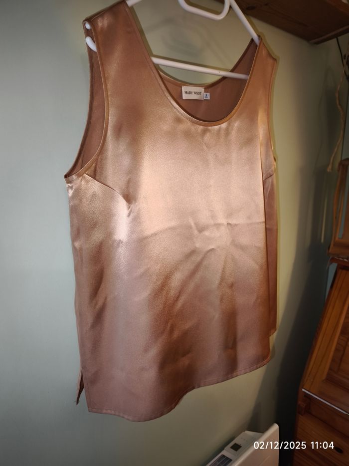 Blouse fluide doré/or satin vintage  44 - photo numéro 6