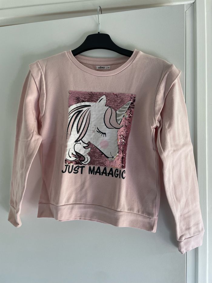 Sweat rose licorne 12 ans - photo numéro 2