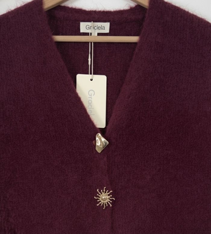 Gilet sans manches Bordeaux - boutons Bijoux Fantaisie (TU) - photo numéro 2