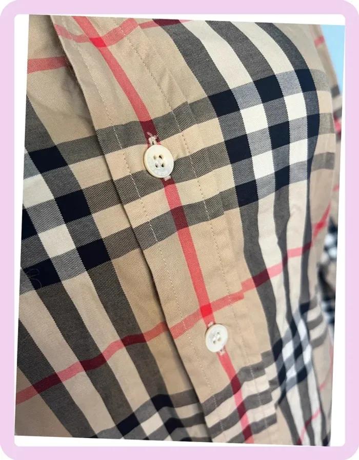 🧥 Chemise Burberry – Taille S – Manches longues beige à carreaux rouge, noir & blanc – Slim Fit 🧥 - photo numéro 3