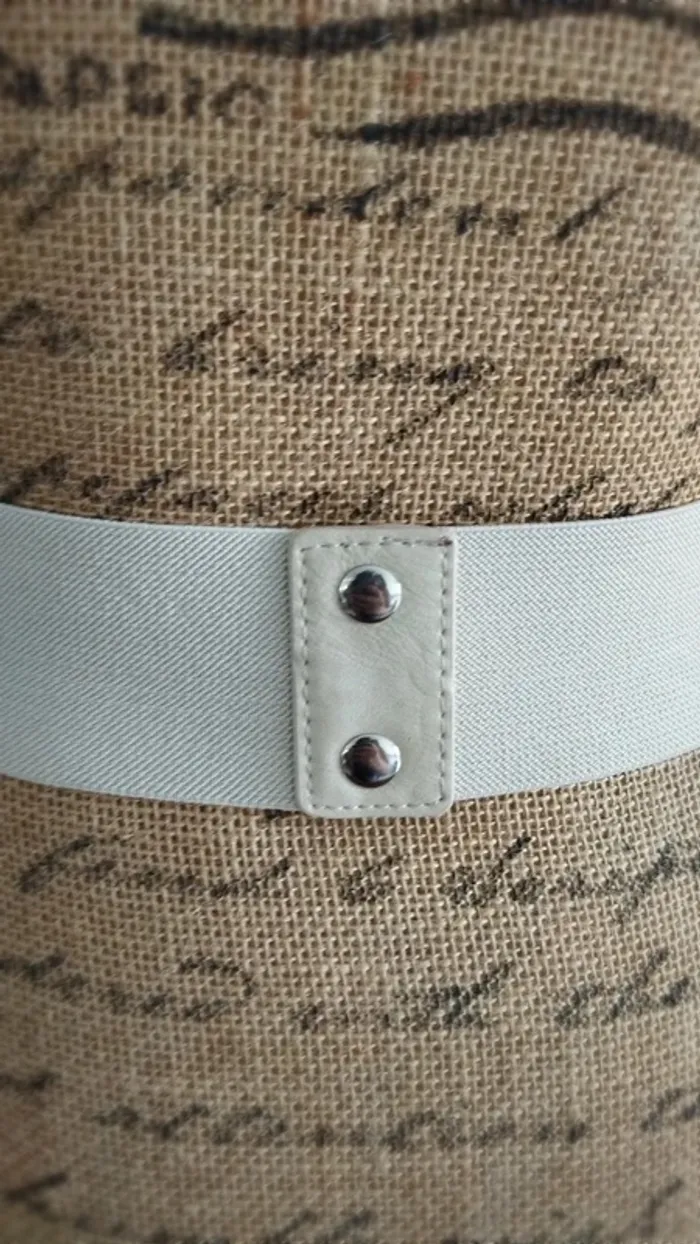 Ceinture élastique beige chaînette argenté 70/80 cm - photo numéro 7