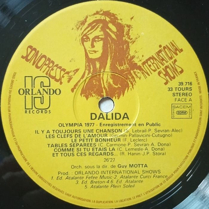 Vends Vinyle Dalida Olympia 77 enregistré en public année 1977 - photo numéro 5