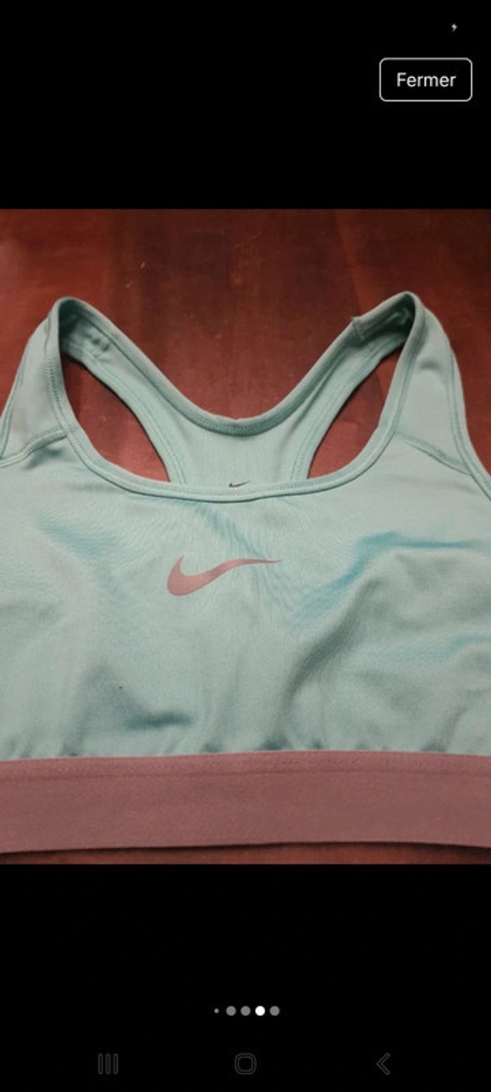 Brassière de sport tourquoise/gris Nike taille S - photo numéro 16