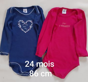lot de 2 bodies manches longues fille - Petit Bateau - 24 mois (86 cm)