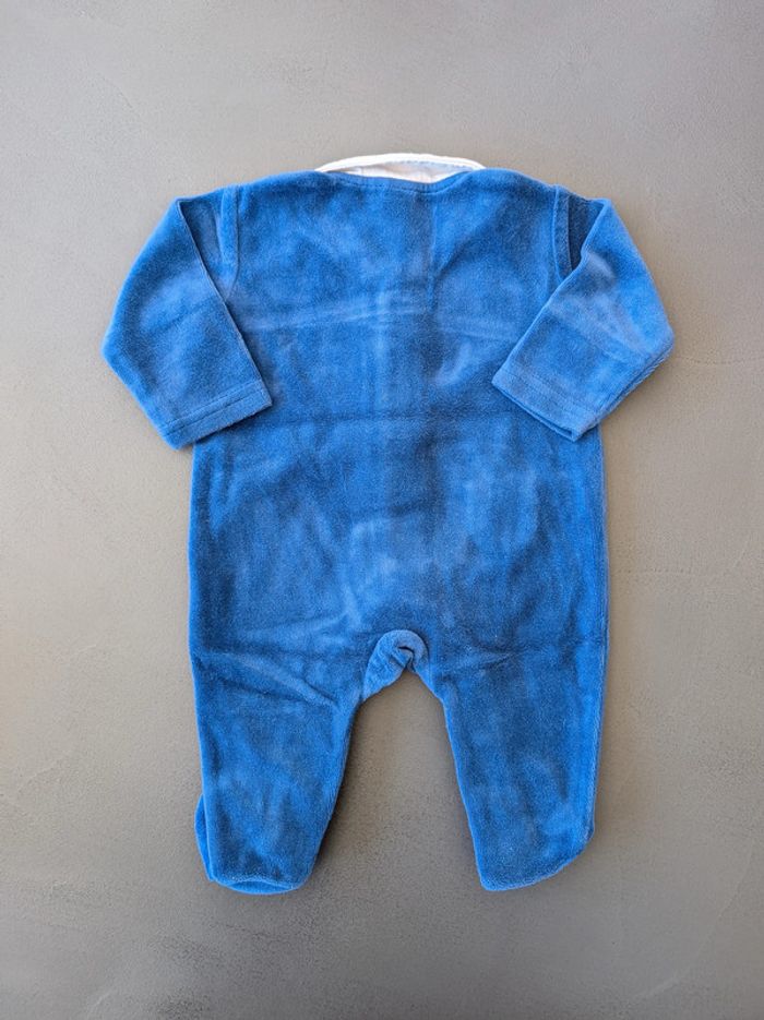 Pyjama velours bleu Z - Taille : 3 Mois - photo numéro 2