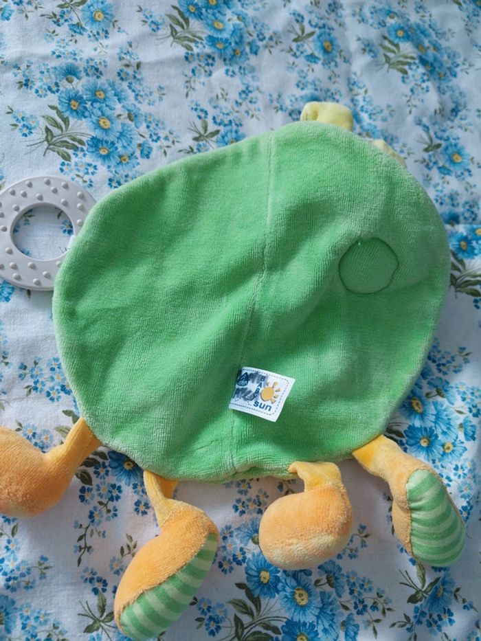 #06 Babysun - doudou rond lapin pois vert et orange - photo numéro 3