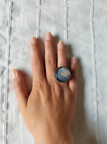 bague ajustable en acier inoxydable argenté