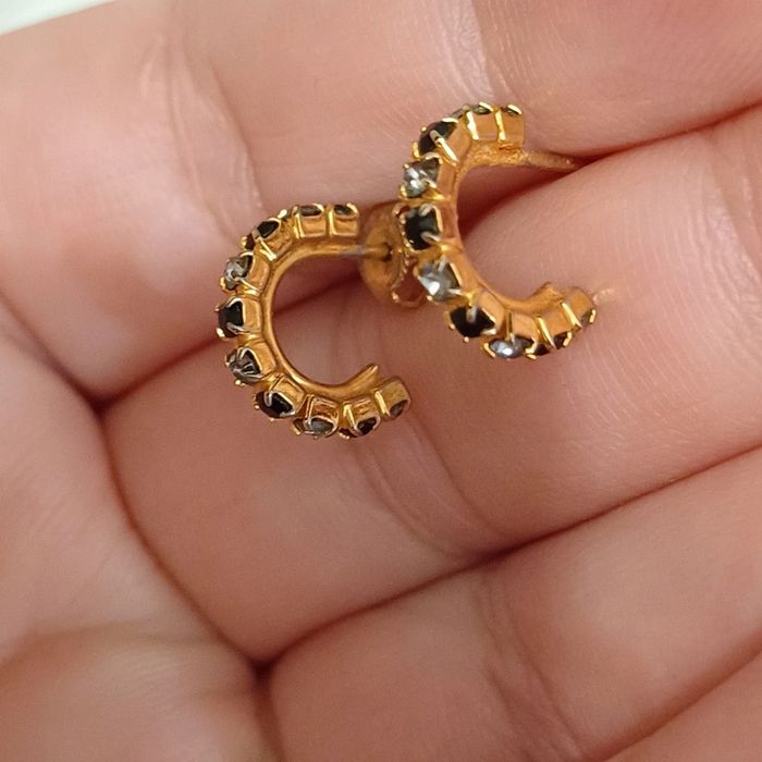 Boucles d'oreilles vintage en métal doré - photo numéro 5