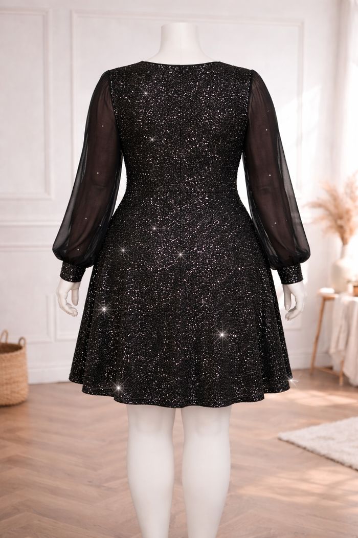 Robe de soirée scintillante ciel étoilé noire pailleté argenté Femme taille 54 marque Boohoo 💍 - photo numéro 6