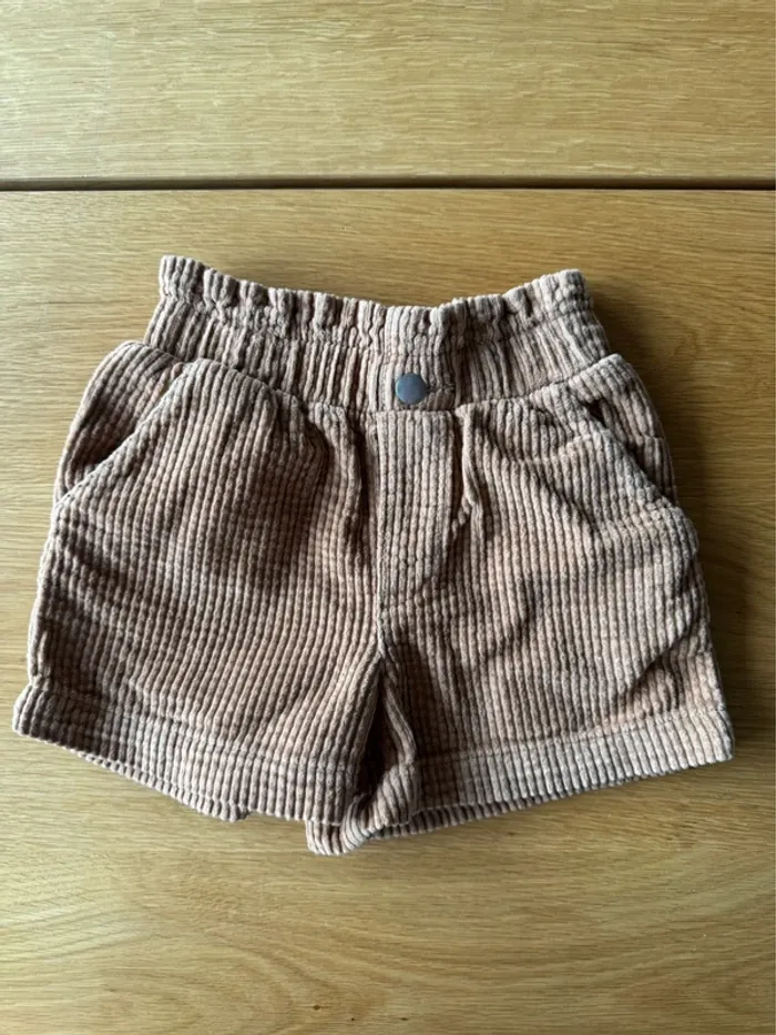 Short marron clair en velours côtelé - Taille 3 Ans - photo numéro 2