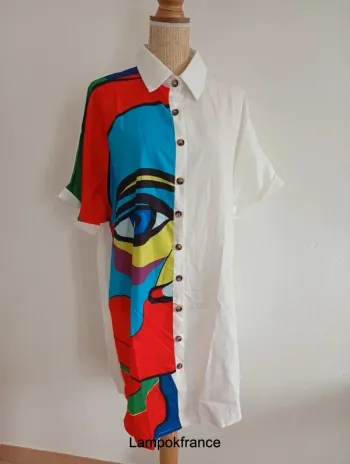 Solde 💝 Blouse imprimée florale longue chemise oversize 38-42 vintage style motif artistique