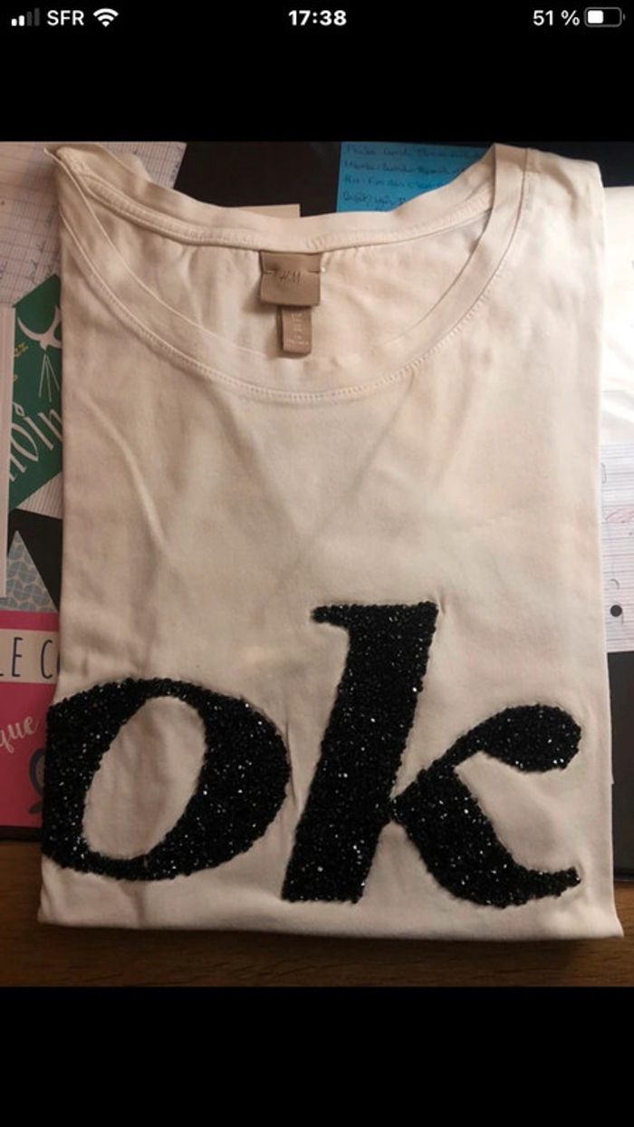 T-shirt H&M blanc, noir