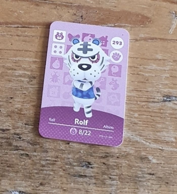 Mini Carte Amiibo NFC Animal Crossing Nintendo Rolf - photo numéro 1