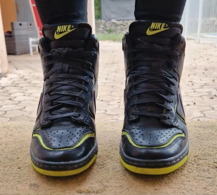 Baskets Nike dunk compensées noir et vert fluo - photo numéro 3