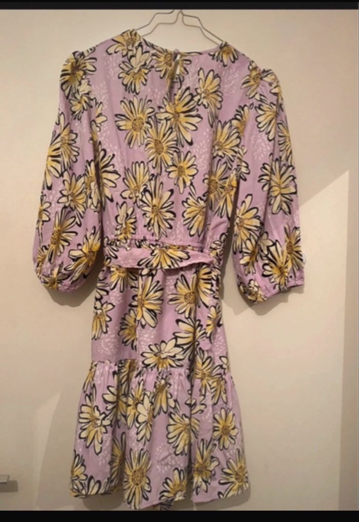 Robe courte nouée à la taille imprimé floral Jaune 38 - photo numéro 2