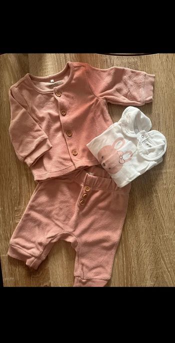 Ensemble vieux rose gilet + haut ML+ pantalon