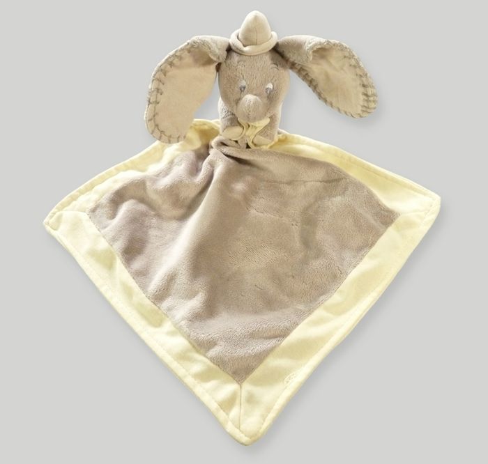 Doudou dumbo carré plat velours gris écru éléphant Disney Nicotoy 46 cm - photo numéro 2