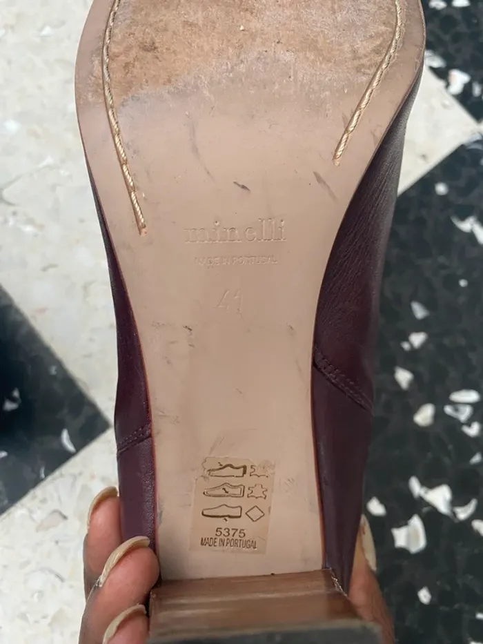Bottines Minelli bordeaux cuir – T41 – talon moyen - photo numéro 10