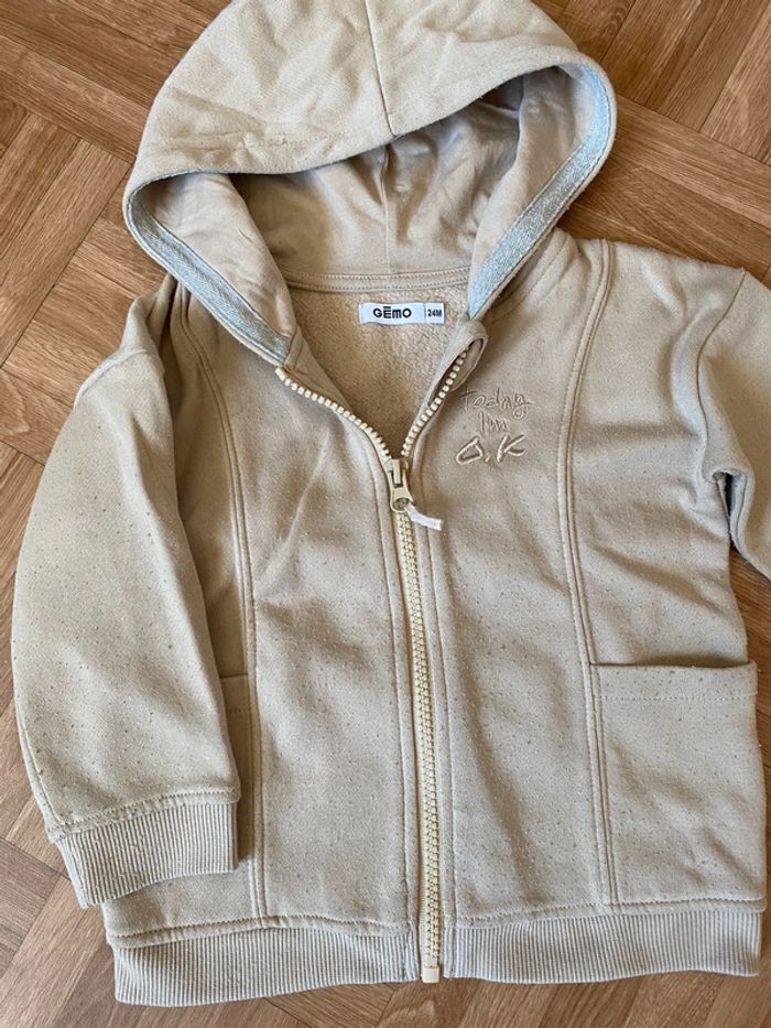 Sweat à capuche avec zip taille 24 mois Gémo - photo numéro 2