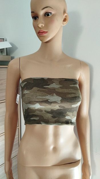 Top haut court bandeau camouflage taille s femme