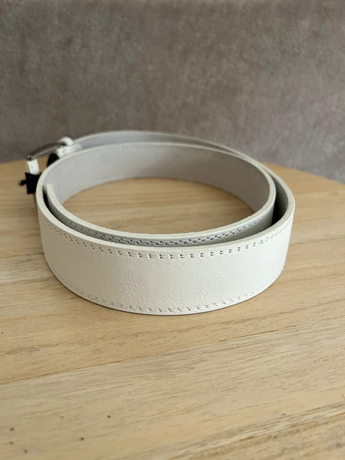 Ceinture en cuir blanc taille 115 cm - photo numéro 2