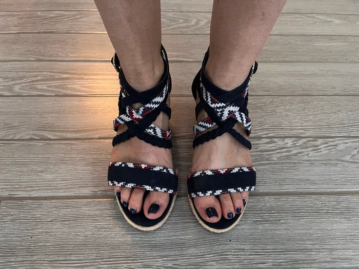 Sandale Bréal à talon en daim - bleu