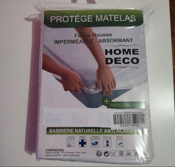 Drap type Protège* matelas imperméable 80% coton pour lit double de 180 x 200 x 30 cm , Home & Deco