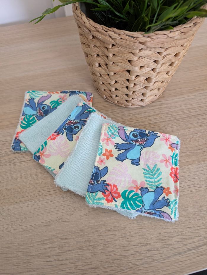 Lot de 5 lingettes lavables stitch